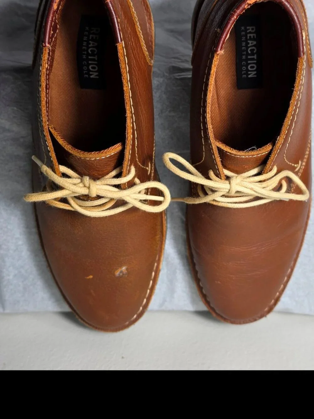 Kenneth Cole Reaction Desert Sun Men's Tan Cognac Brown Leather Chukka Boot #9.5